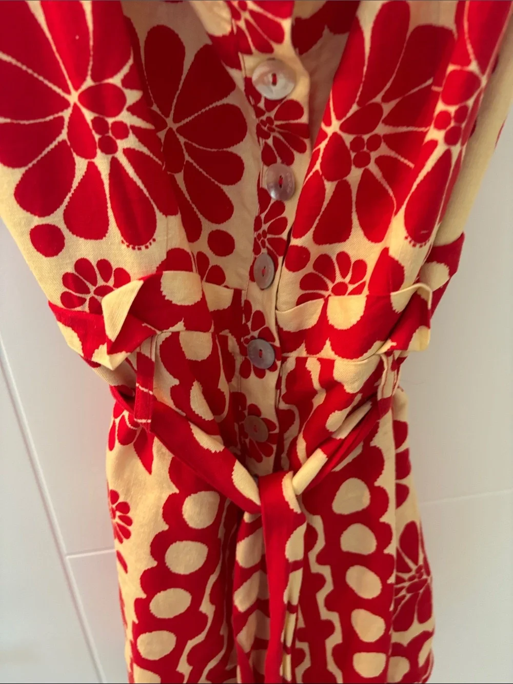 FARM Rio Red and Cream Floral & Dot Print Belted Romper - Picture 8 of 8